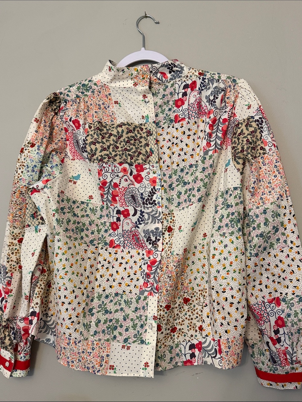 Hunter Bell Rory Floral Patchwork Ruffle Neck Top NWT Size M - Picture 2 of 6